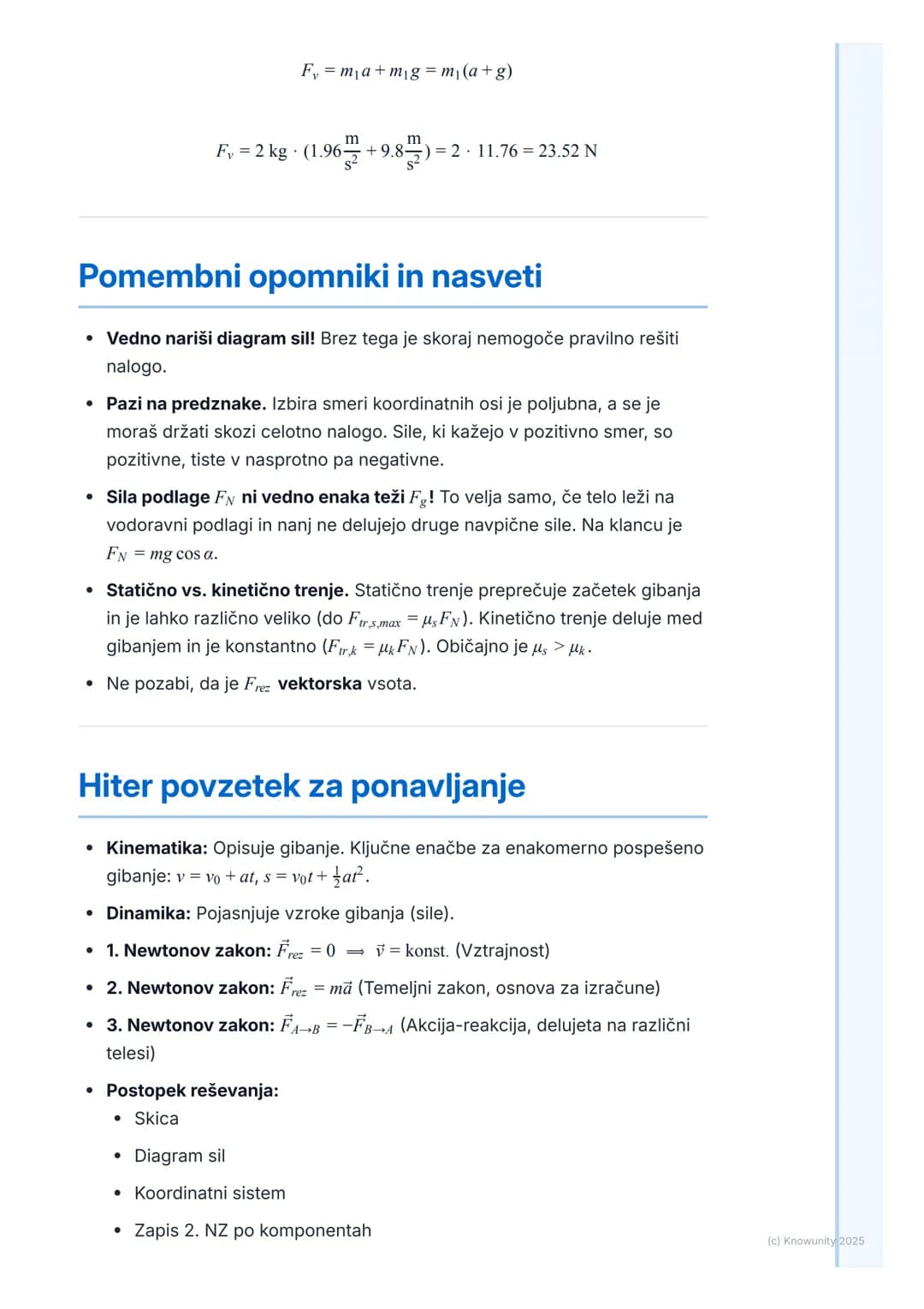 # Kinematika in dinamika točke

Uvodni pregled

Kinematika in dinamika točke sta osnova mehanike. Kinematika opisuje kako
se telesa gibljejo