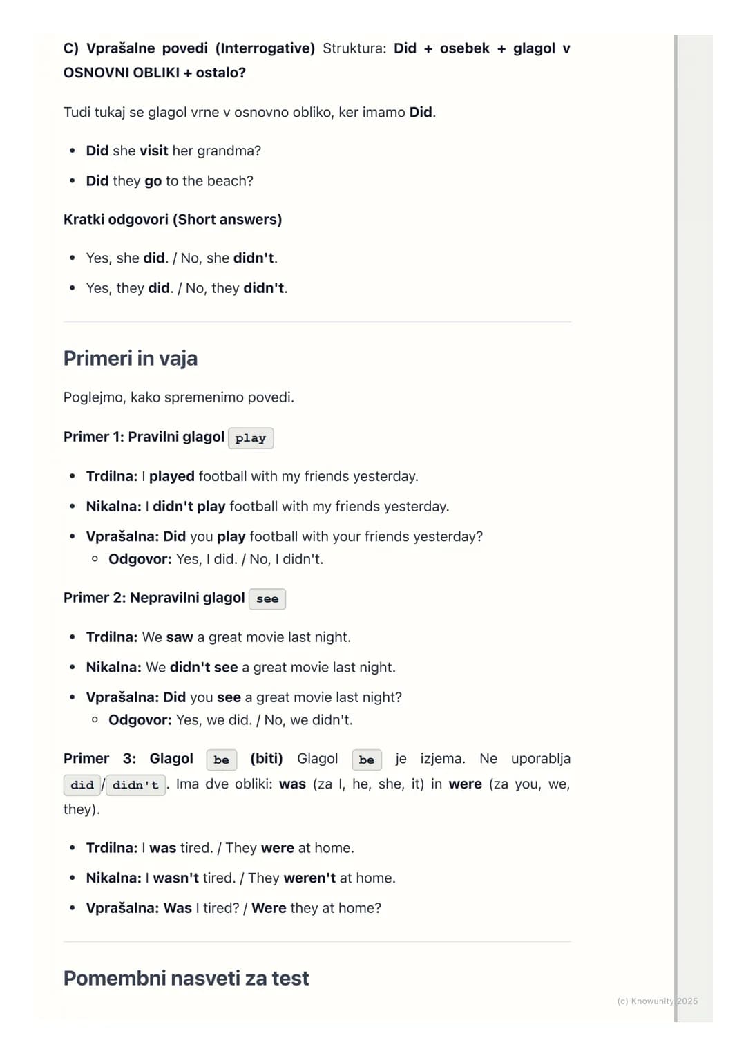 # Pretekli čas (Past Simple)

Pretekli čas: Past Simple

To je čas, ki ga uporabljamo za dejanja, ki so se začela in končala v
preteklosti. 