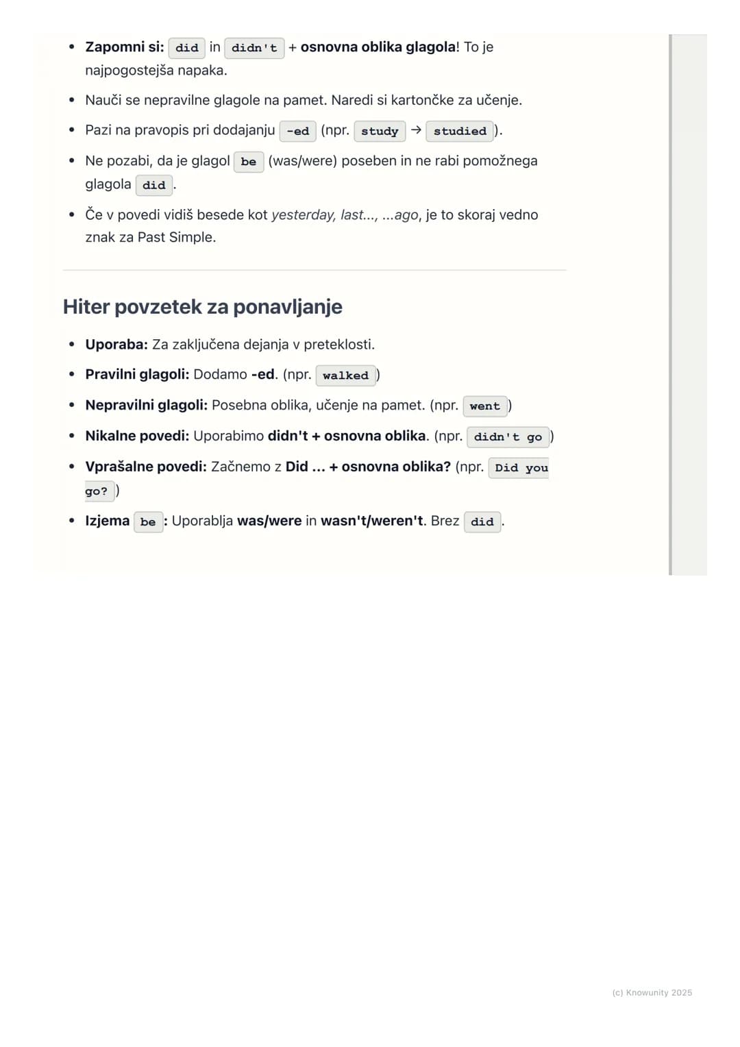 # Pretekli čas (Past Simple)

Pretekli čas: Past Simple

To je čas, ki ga uporabljamo za dejanja, ki so se začela in končala v
preteklosti. 