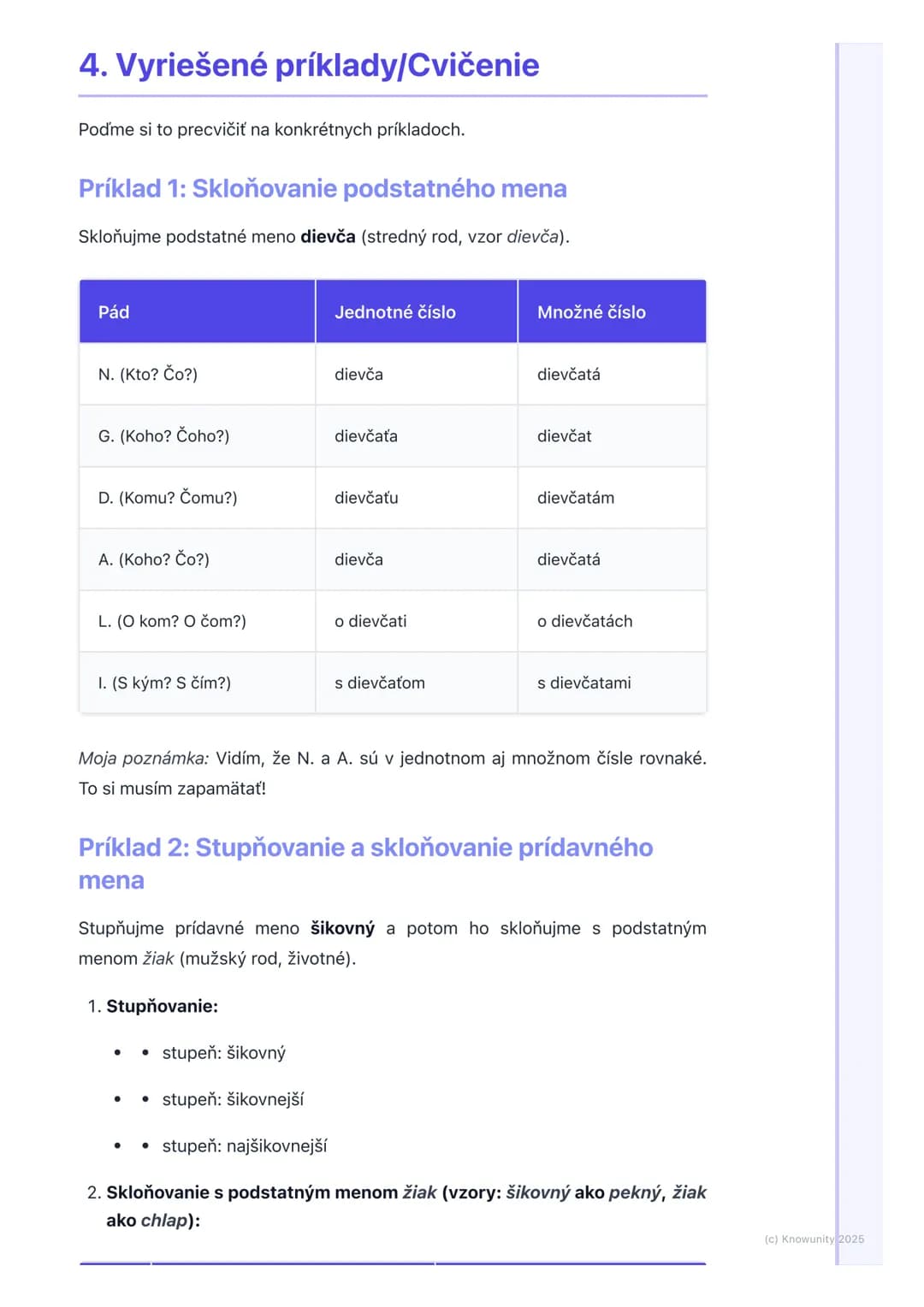 # Ohybné slovné druhy

## 1. Prehľad ohybných slovných druhov

Ahoj! Tieto poznámky sú na opakovanie ohybných slovných druhov, čo je super
d