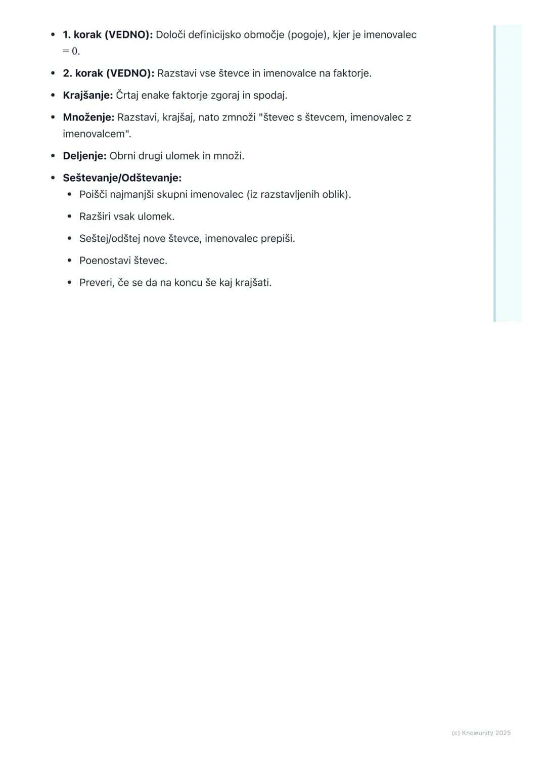 # Algebrski ulomki

Uvod v algebrske ulomke

Algebrski ulomki so v bistvu posplošitev navadnih ulomkov, s katerimi že
znamo računati. Razlik