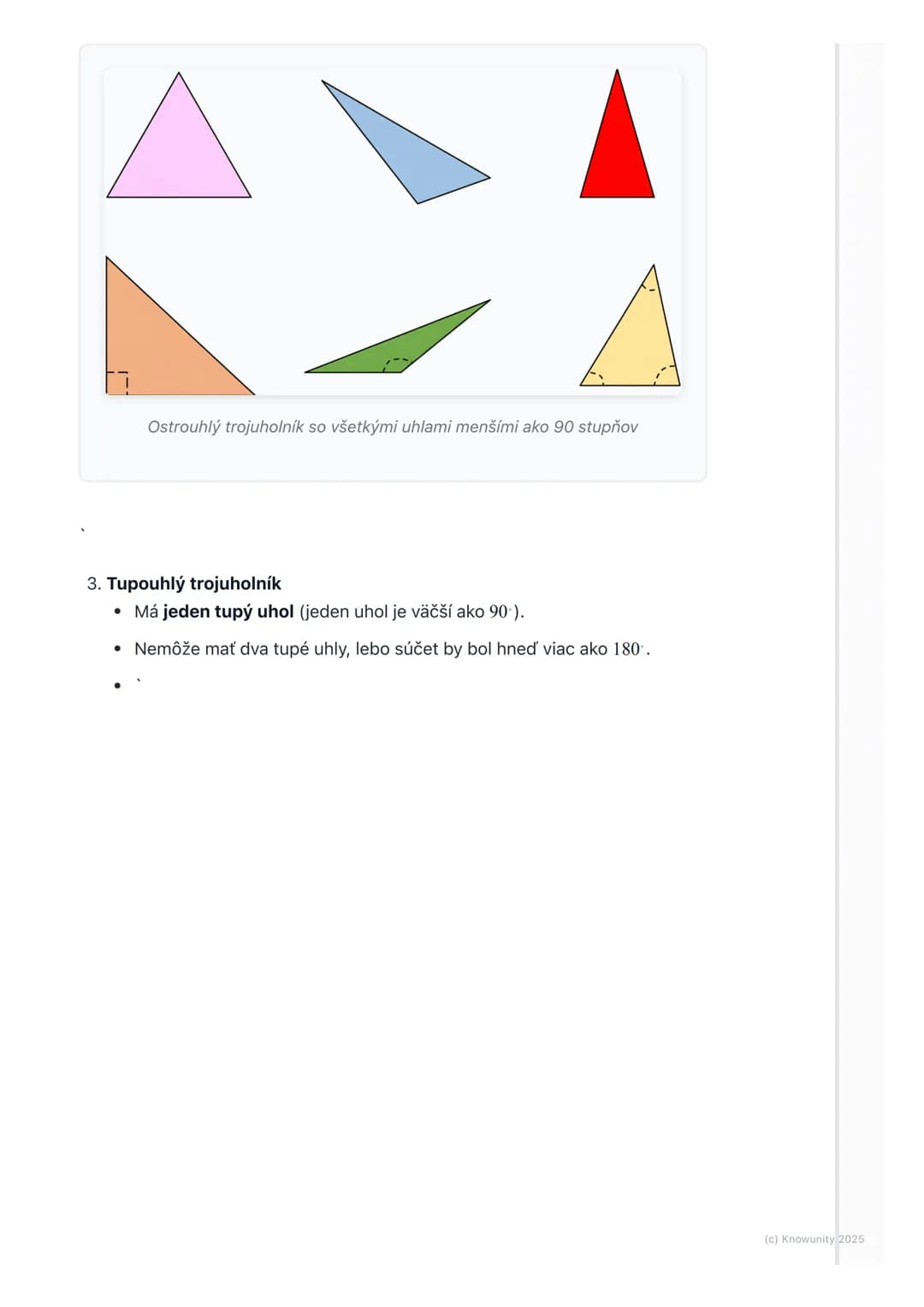 # Trojuholník - základné pojmy
1. Prehľad trojuholníkov
Trojuholník je jeden z najzákladnejších tvarov v geometrii. Stretávame sa s ním
vš