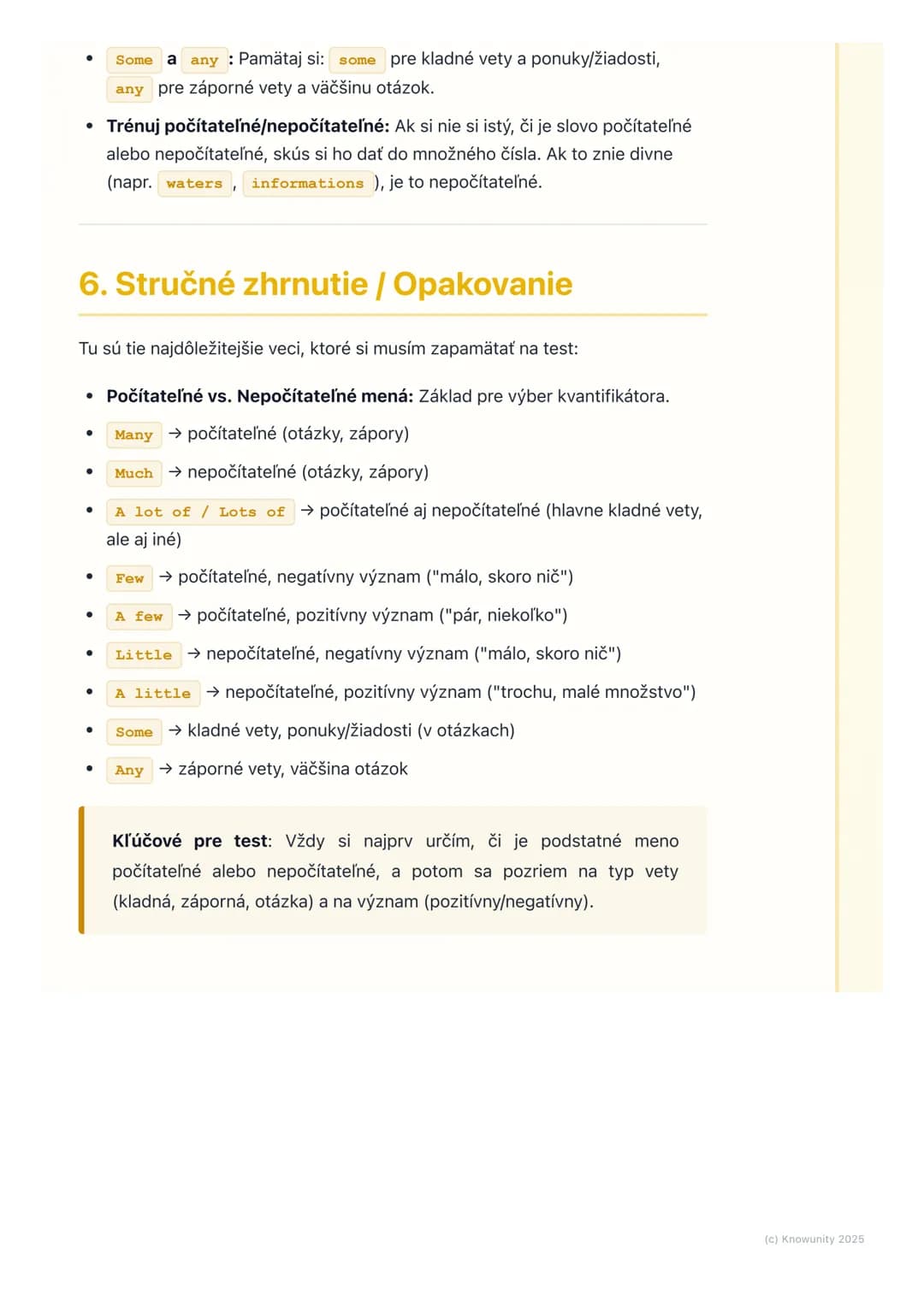# Kvantifikátory (Quantifiers)
1. Prehľad / Úvod
Takže, dnes si zopakujeme a rozšírime vedomosti o kvantifikátoroch. To sú tie
slová, ktor